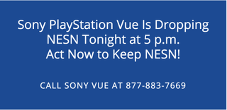 Screenshot of NESN web site warning to PS Vue-ers.