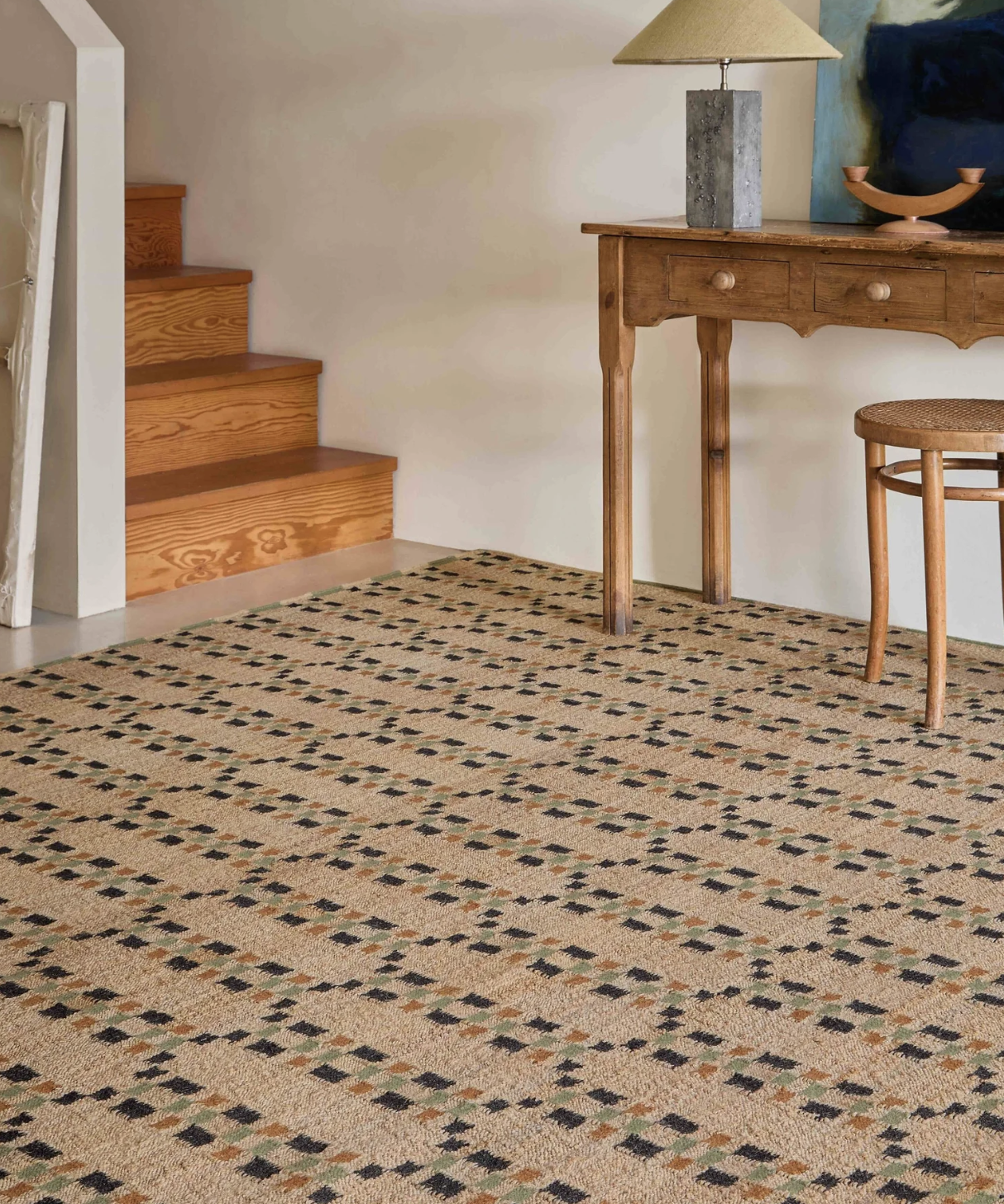 graphic check rug