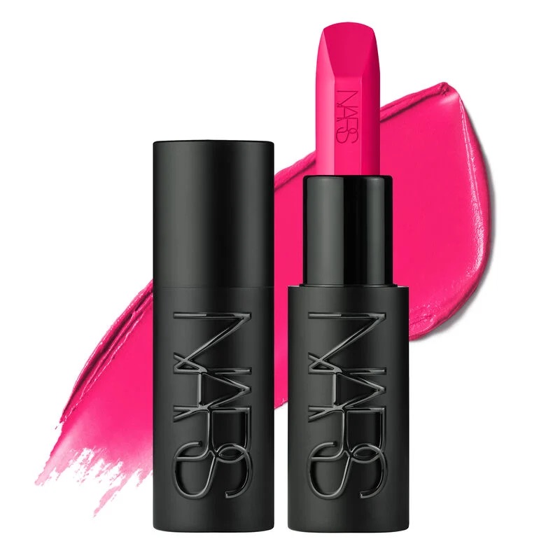 a tube of bright pink lipstick