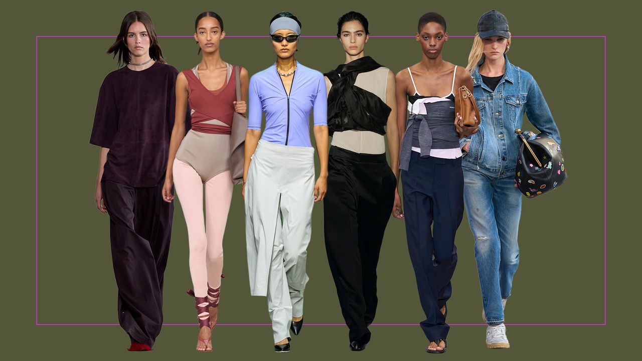 Women on runways in different pant styles