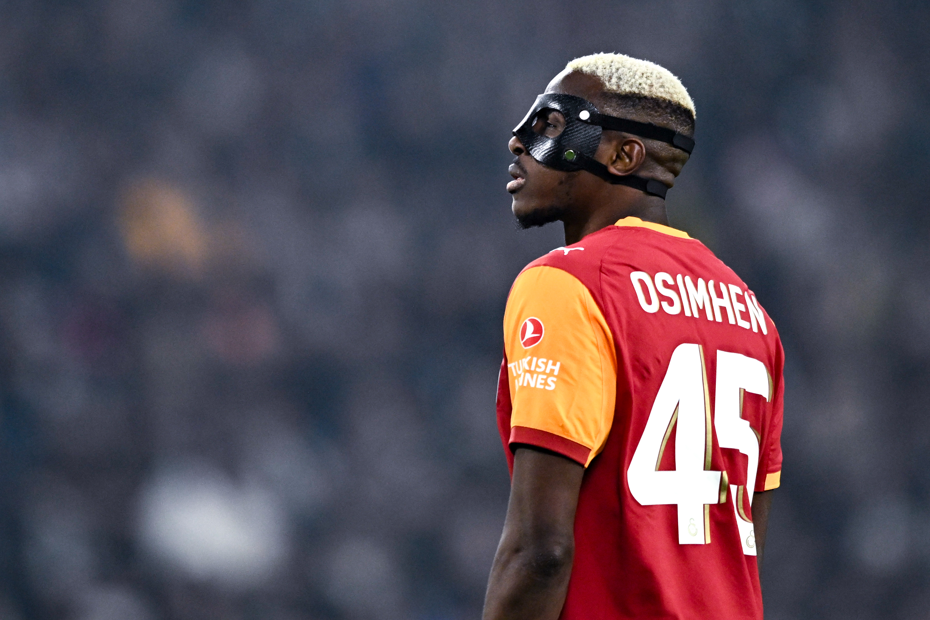 TURIN, ITALY - FEBRUARY 25: Victor Osimhen of Galatasaray SK looks on during the UEFA Champions League 2025/26 League Knockout Play-off Second Leg match between Juventus FC and Galatasaray at Allianz Stadium on February 25, 2026 in Turin, Italy. (Photo by Alberto Gandolfo/BSR Agency/Getty Images)