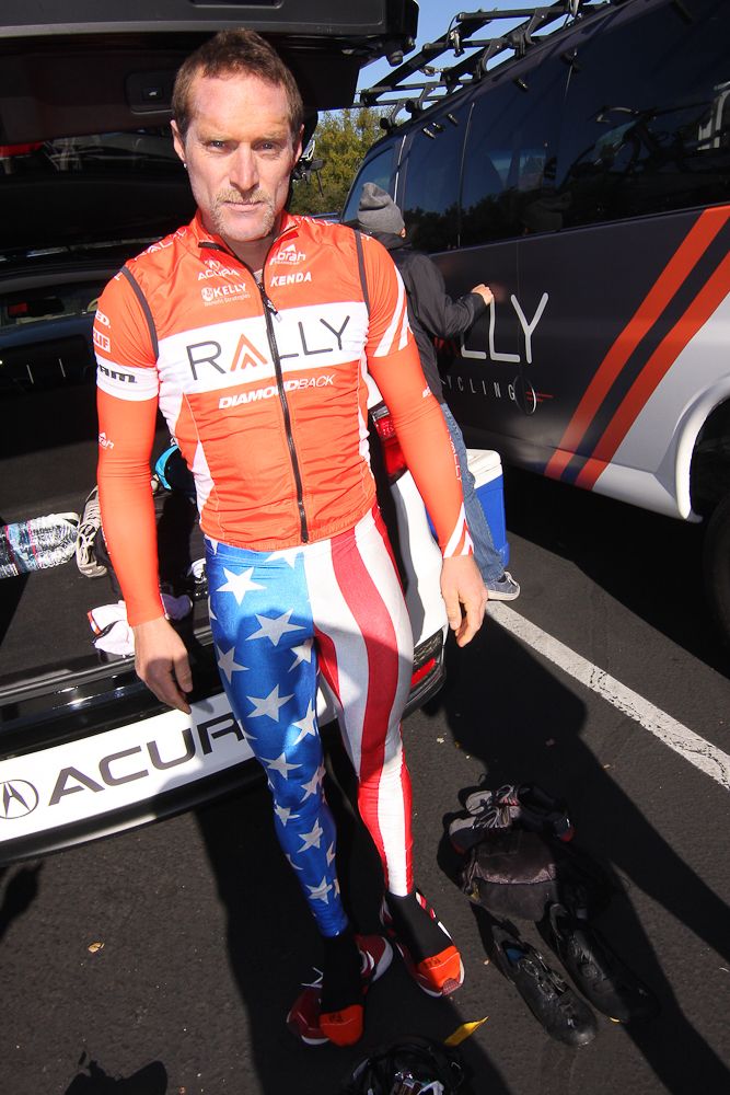 A patriotic Brad Huff gets ready for the team ride.