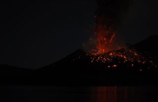 Night eruption of the Tavurvur volcano in Papua New Guinea.