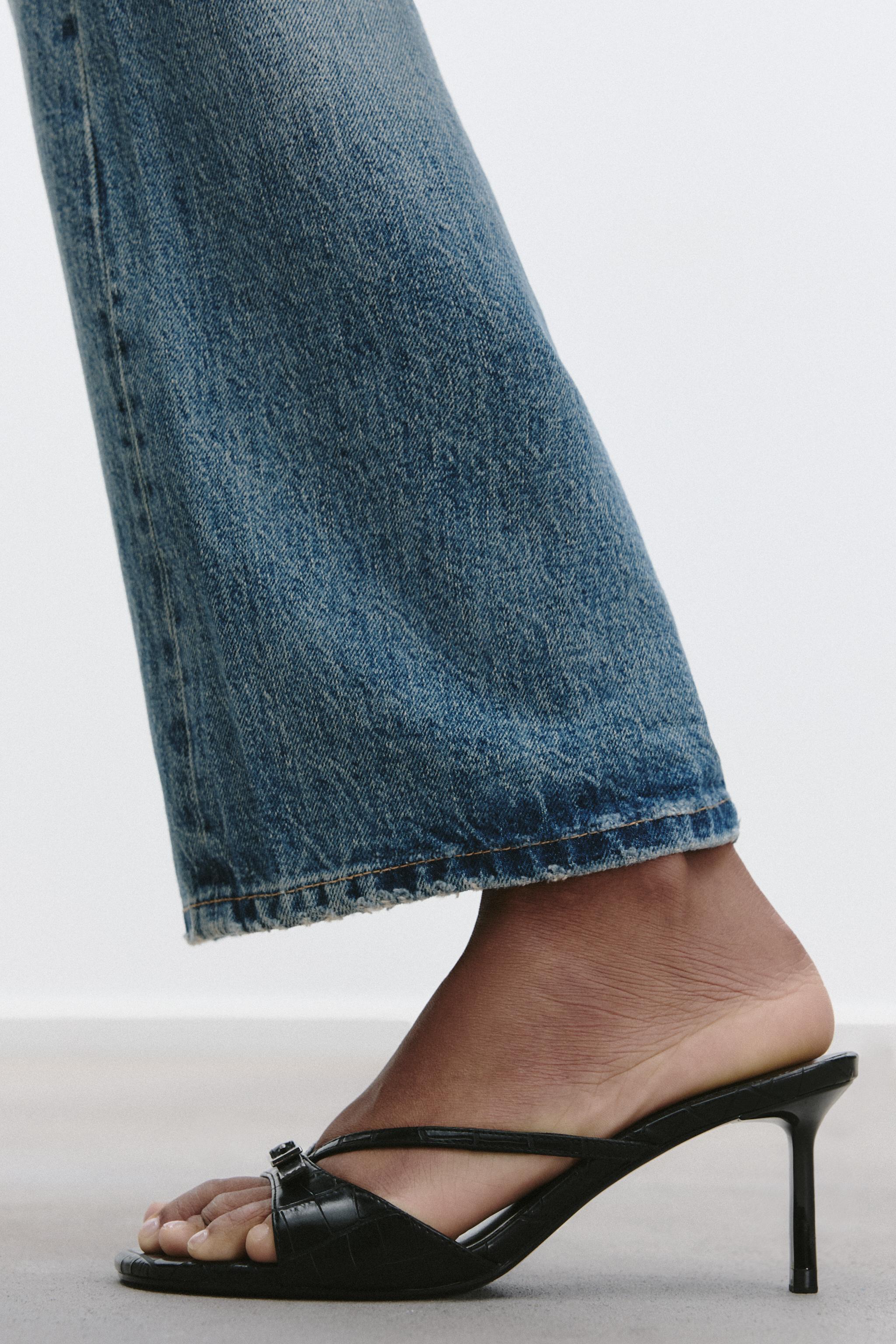 Textured Buckle Heel Sandals