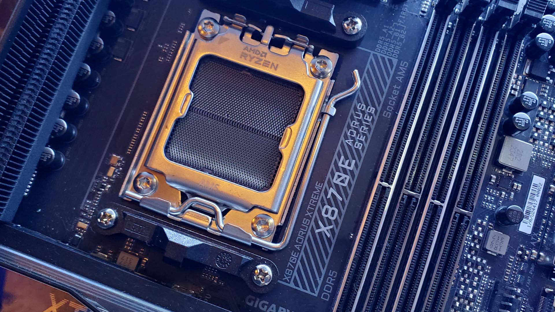 Gigabyte's 'Next-gen' Intel motherboard shows off the new Arrow Lake CPU socket for the first time alongside AMD's X870E