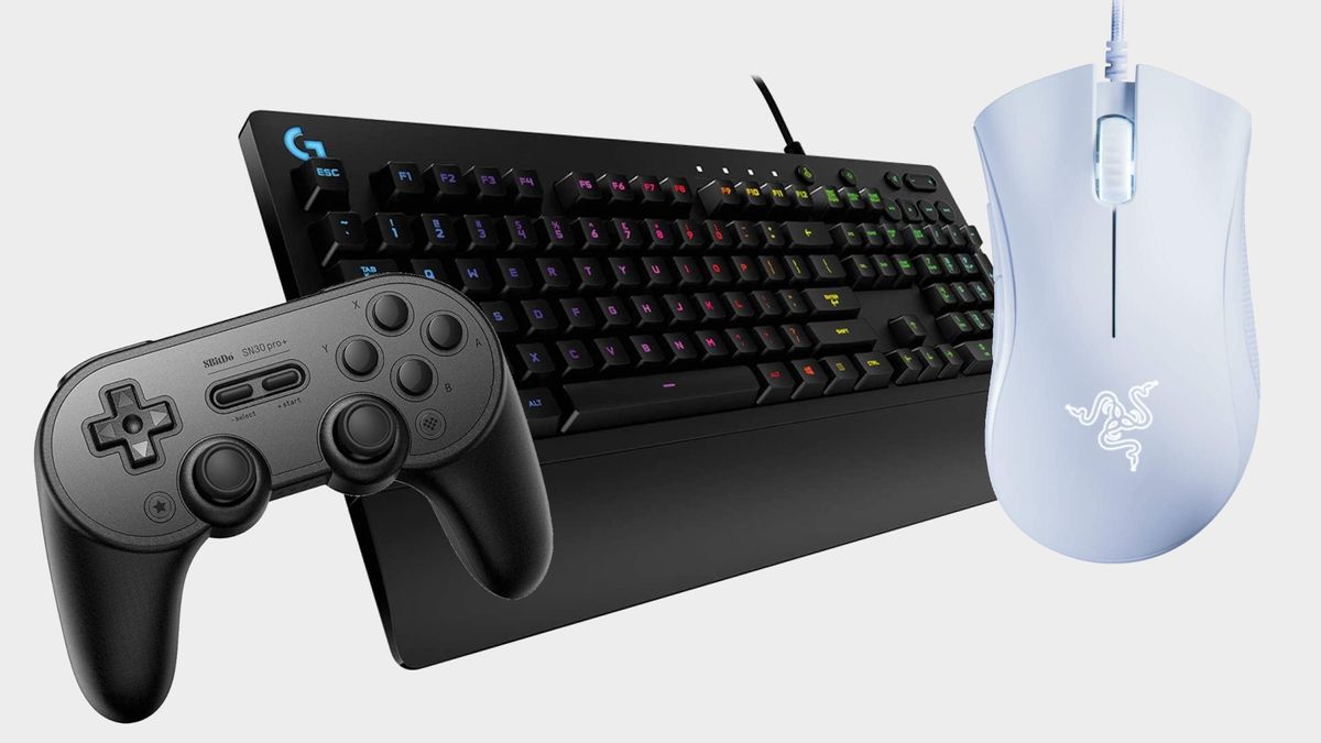 Photo of a keyboard, mouse, and game controller