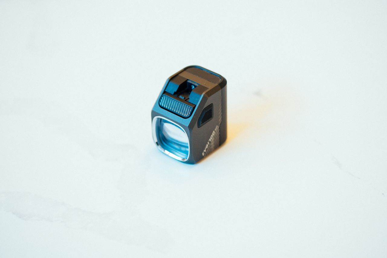 A close up of a bike light