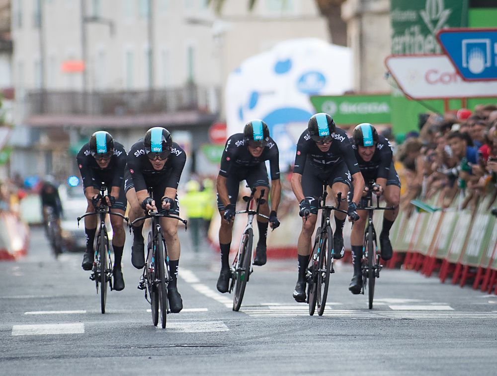 Team Sky finish stage 1 at the Vuelta a Espana