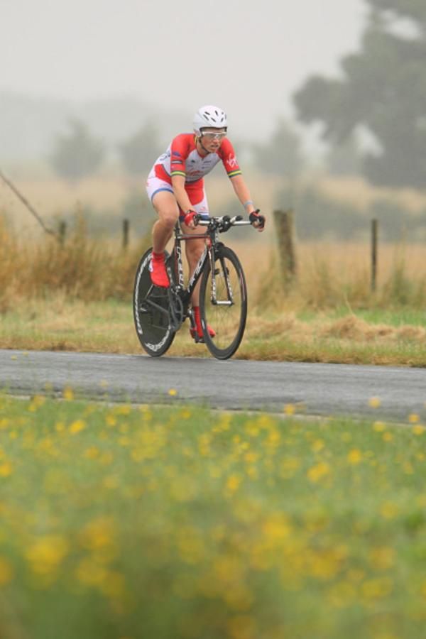 Amber Halliday (Virgin Blue) prepares to corner