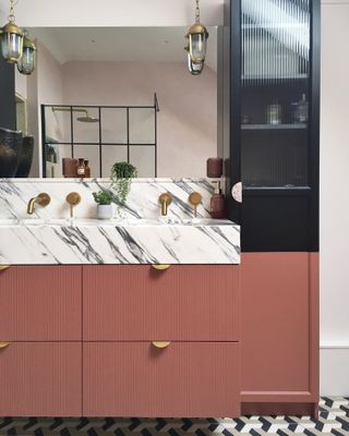 Ikea bathroom hacks terracotta vanity unit and marble