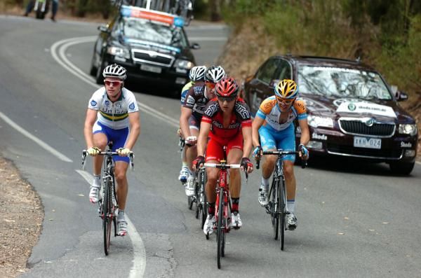 Karsten Kroon (BMC) leads his breakaway companions