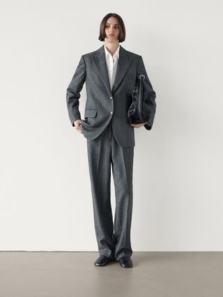 Wool Blend Herringbone Suit Blazer