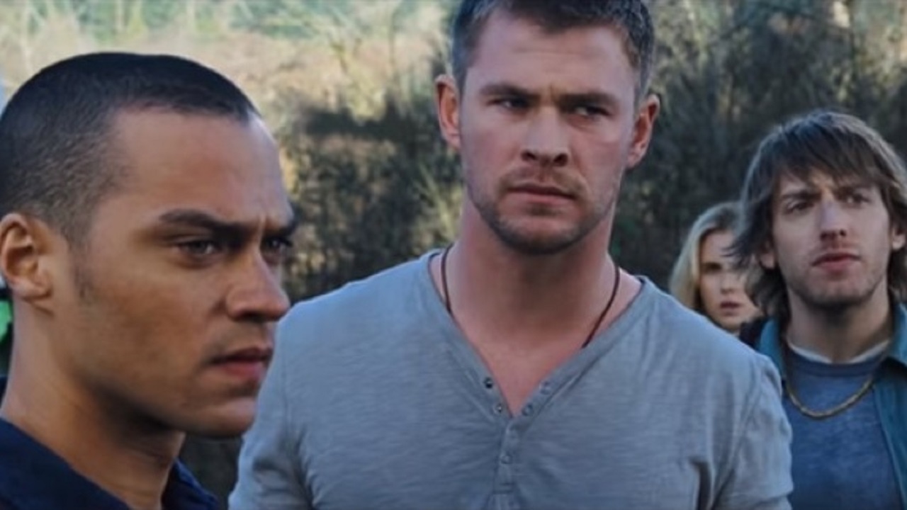 Jesse Williams and Chris Hemsworth stop for gas in The Cabin in the Woods