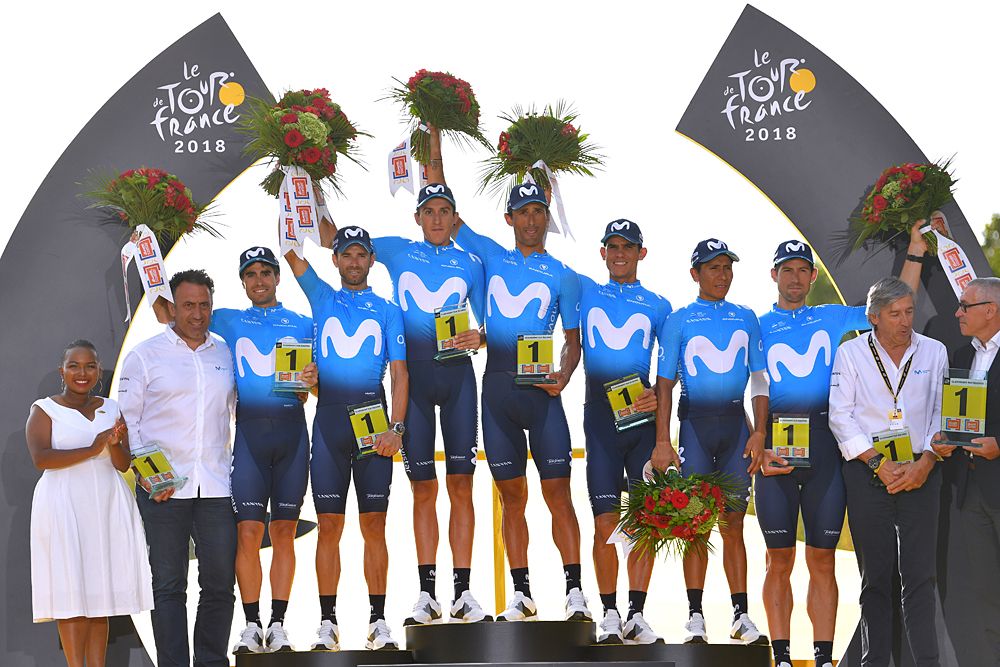 Movistar win the team classification at the Tour de France