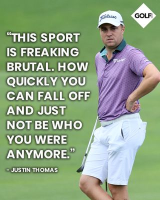 Justin Thomas with a quote overlayed