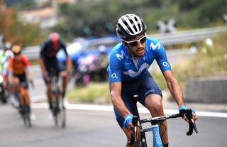 CAMIGLIATELLO SILANO ITALY OCTOBER 07 Hector Carretero of Spain and Movistar Team Breakaway during the 103rd Giro dItalia 2020 Stage 5 a 225km stage from Mileto to Camigliatello Silano 1275m girodiitalia Giro on October 07 2020 in Camigliatello Silano Italy Photo by Tim de WaeleGetty Images