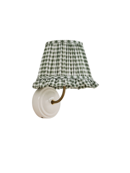 Green Gingham Pleated Lamp Shade 