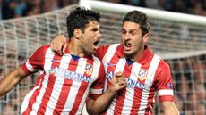 Diego Costa and Koke celebrate Atletico's second goal 