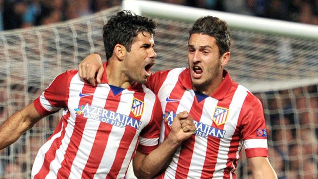 Diego Costa and Koke celebrate Atletico&amp;#039;s second goal 