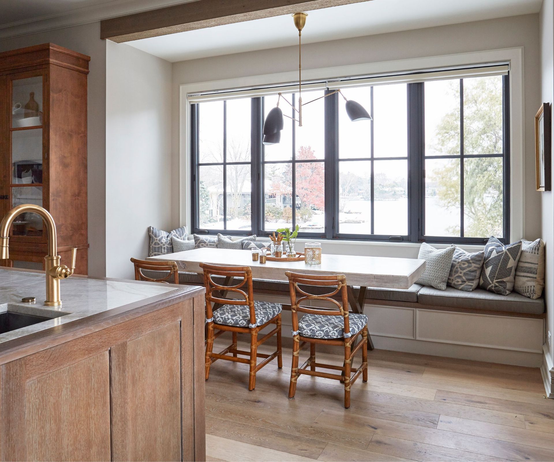 Vintage bamboo chairs in a kitchen scheme