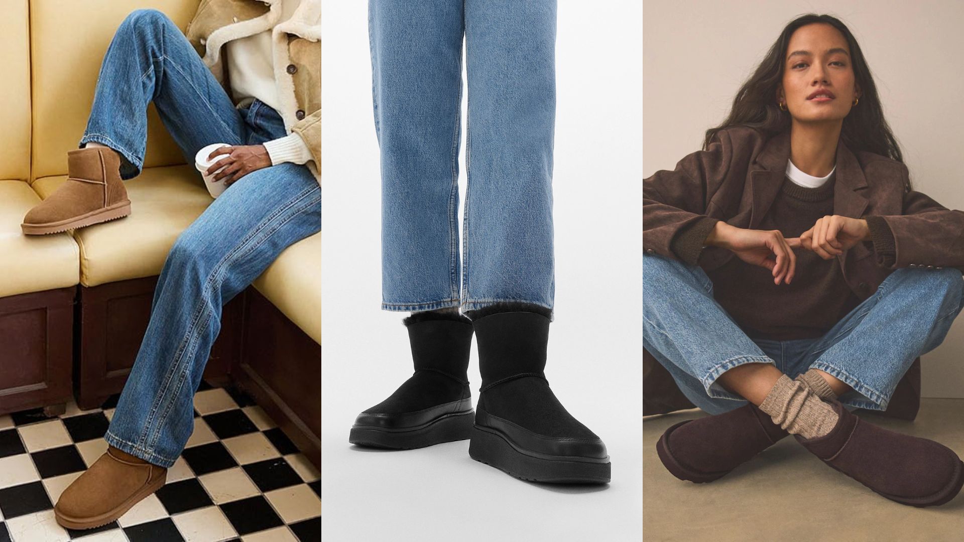 three models wearing the best UGG boot alternatives
