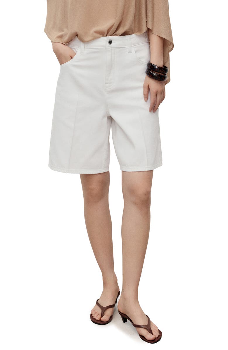High Waist Denim Bermuda Shorts