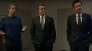 Seth Meyers, Stephen Colbert, and Jimmy Fallon on Late Late Show