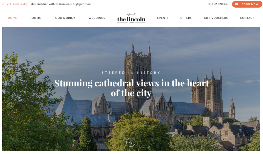The Lincoln Hotel website has a classy and elegant feel befitting its location