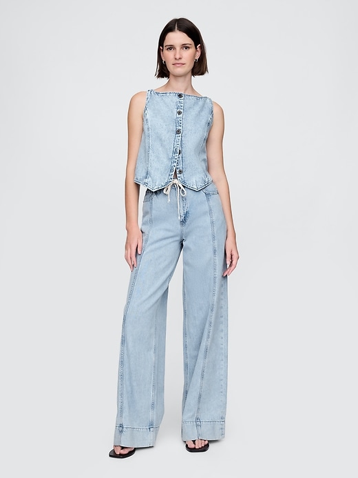 Mid Rise Ultrasoft Denim Baggy Trousers