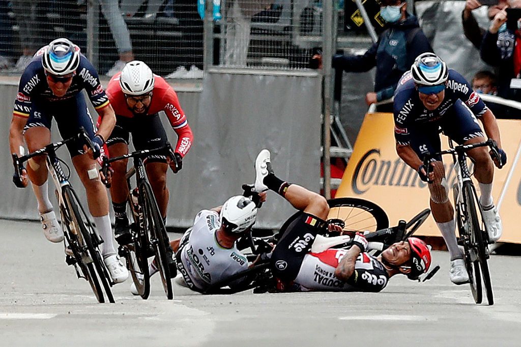 Caleb Ewan and Peter Sagan were involved in one of many crashes on stage 3 of the Tour de France