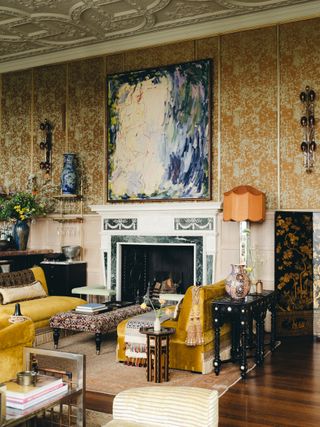 Interior and fireplace at Estelle Manor