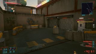 A warehouse loading dock in Cyberpunk 2077, the location of Johnny Silverhand items