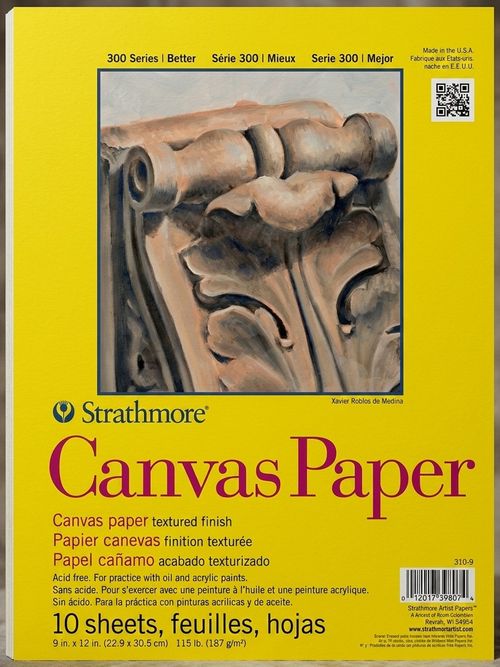 300 Series Glue Bound Canvas Paper Pad, 115 Lb. Canvas Texture, 9 X 12 Inches, White, 10 Sheets (310-9)
