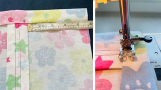 How to make a tote bag; measuring and sewing materials