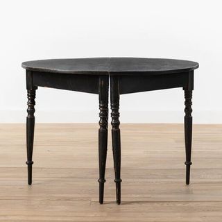 Vintage Painted Black Swedish Demi Lune Tables 