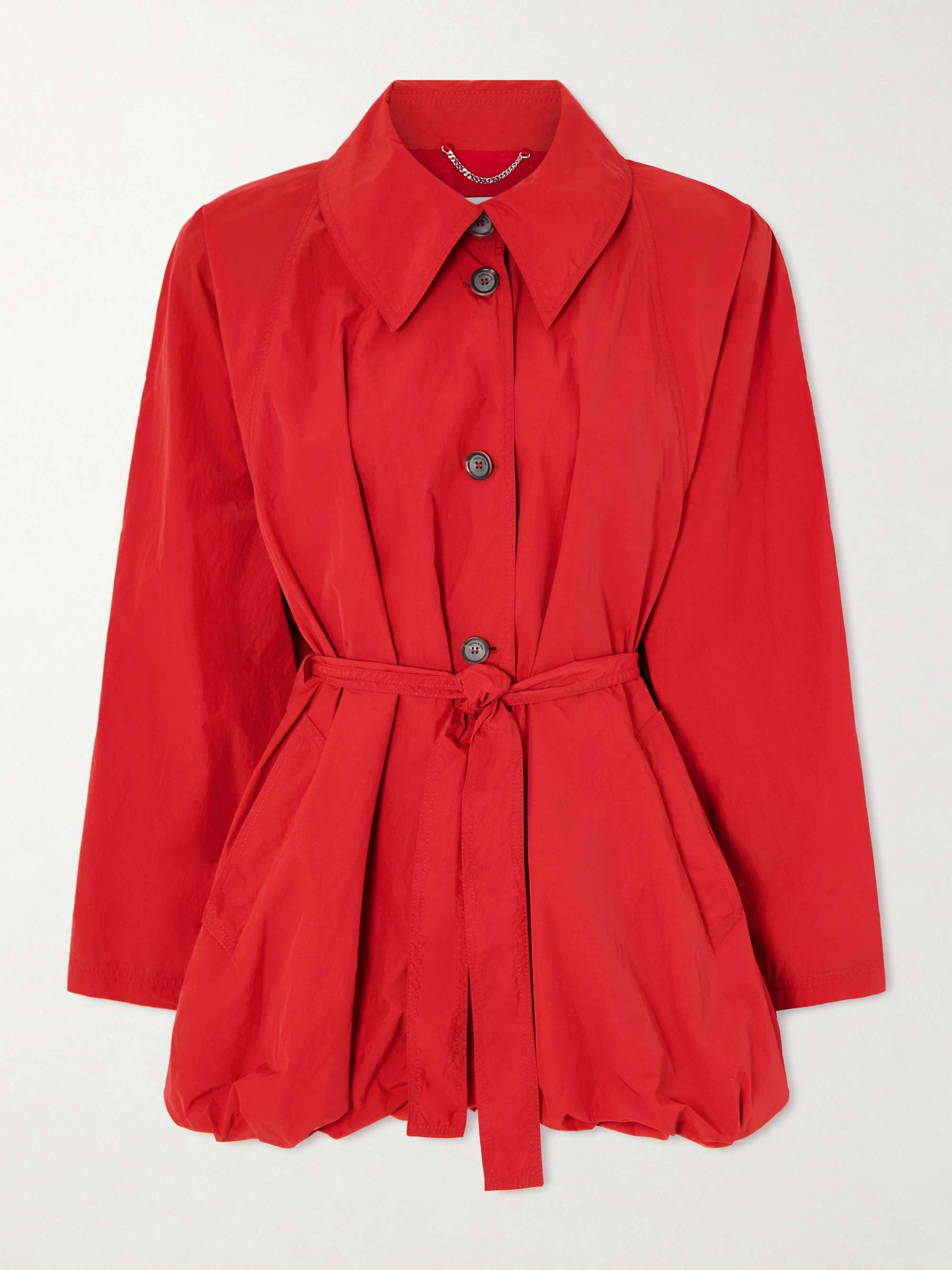Belted Crinkled-Shell Jacket