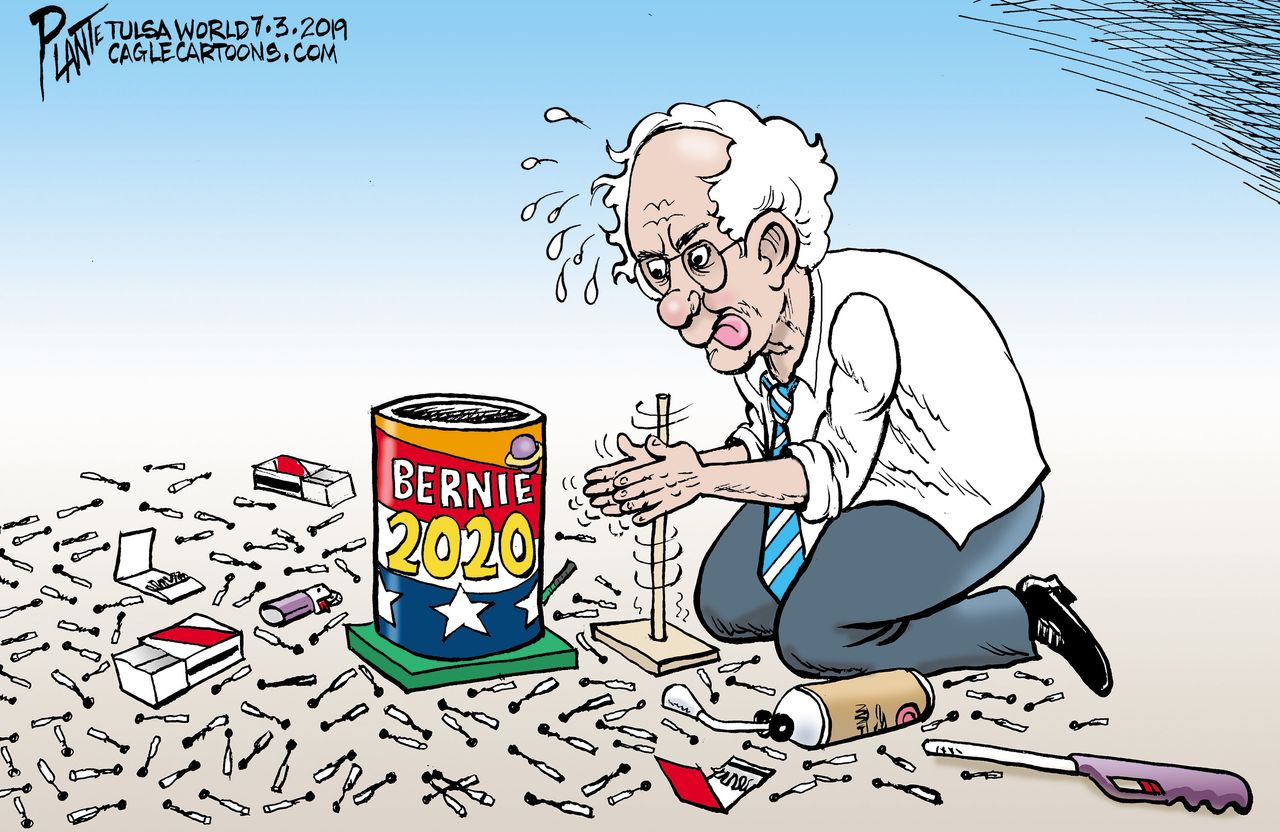 Political Cartoon U.S. Bernie Sanders Campaign Matches Democratic Primary