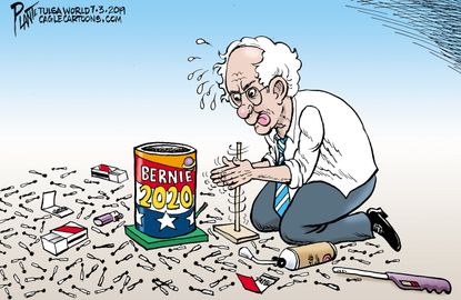 Political Cartoon U.S. Bernie Sanders Campaign Matches Democratic Primary