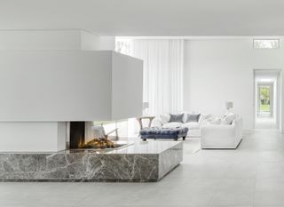 white living room with white sofa