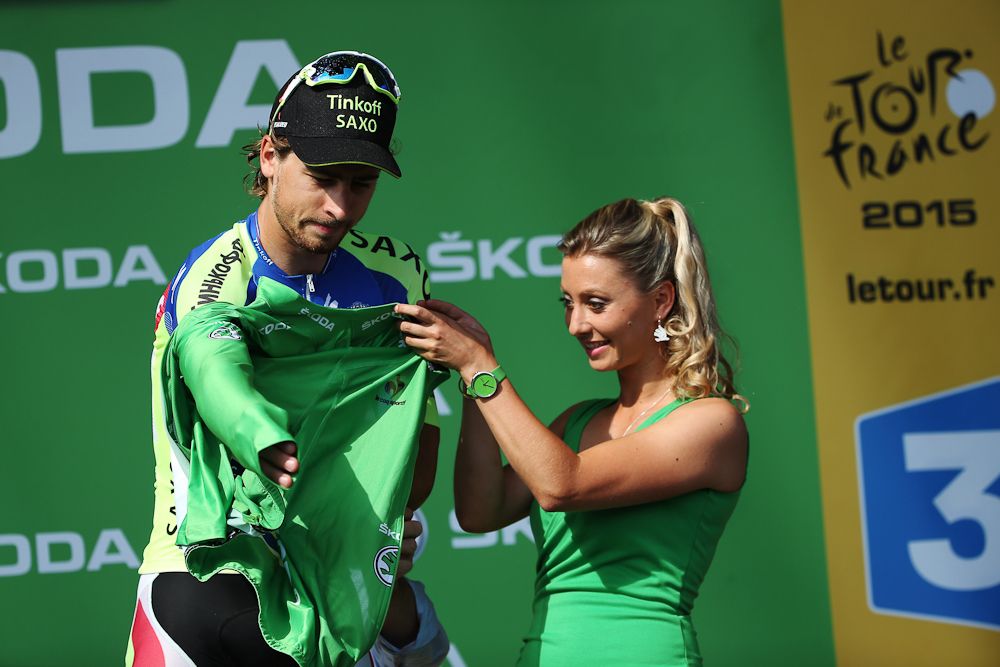 Peter Sagan is in green again after stage 14.