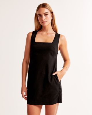 Linen-Blend Shift Mini Dress