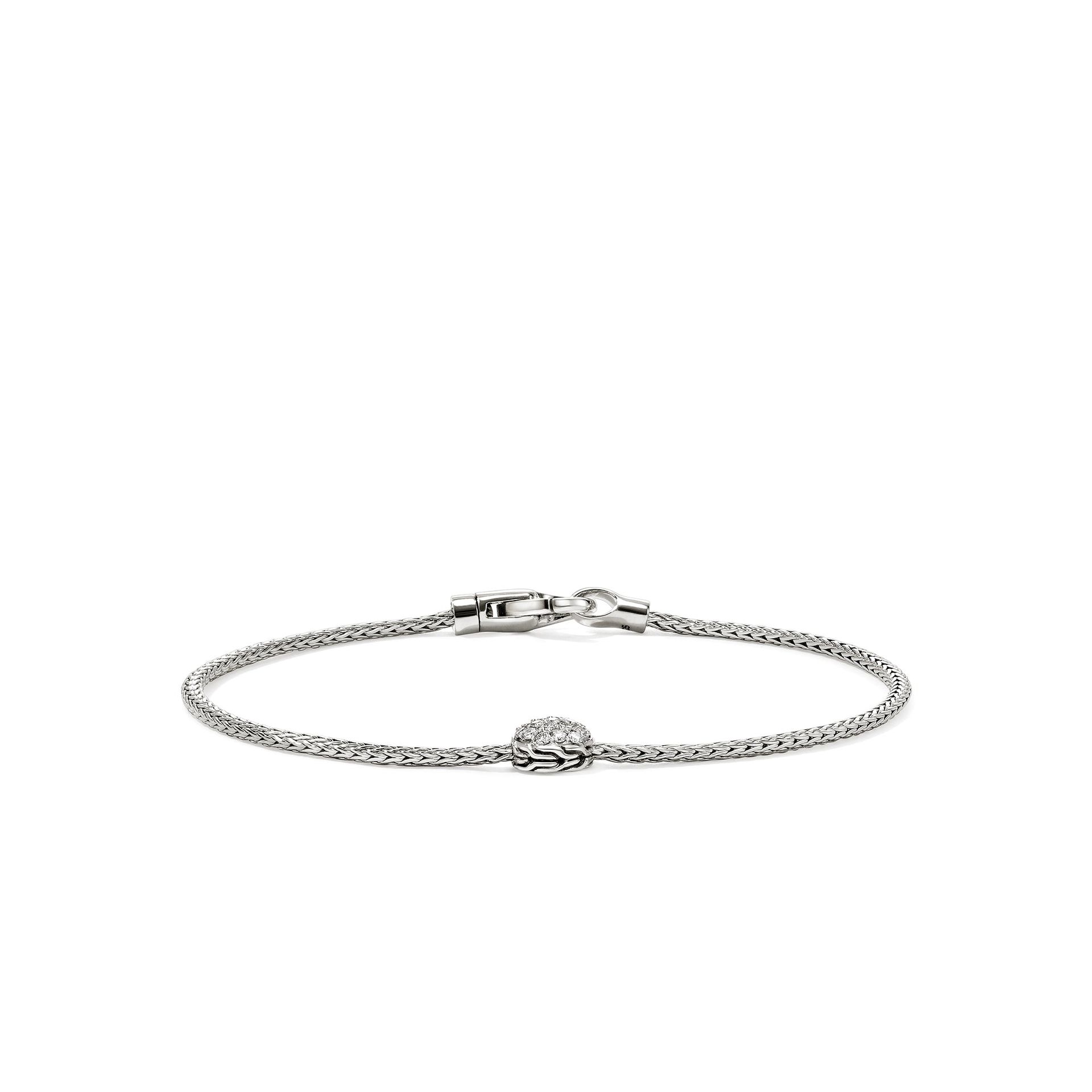 Jh Essential Pavé Bracelet, Sterling Silver, Diamonds, 1.8mm|bup987612di