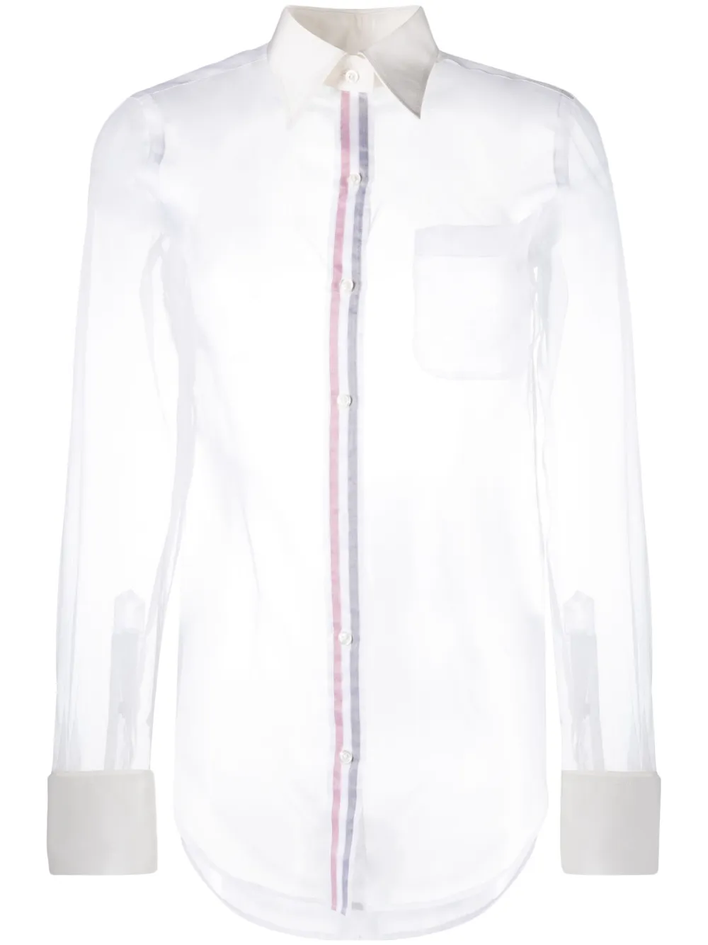 Thom Browne Rwb-Placket Transparent Silk Shirt | 40