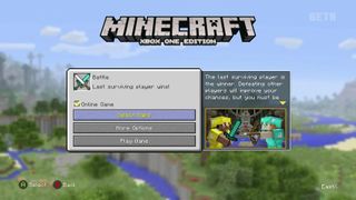 Minecraft Battle Xbox One Beta Screen