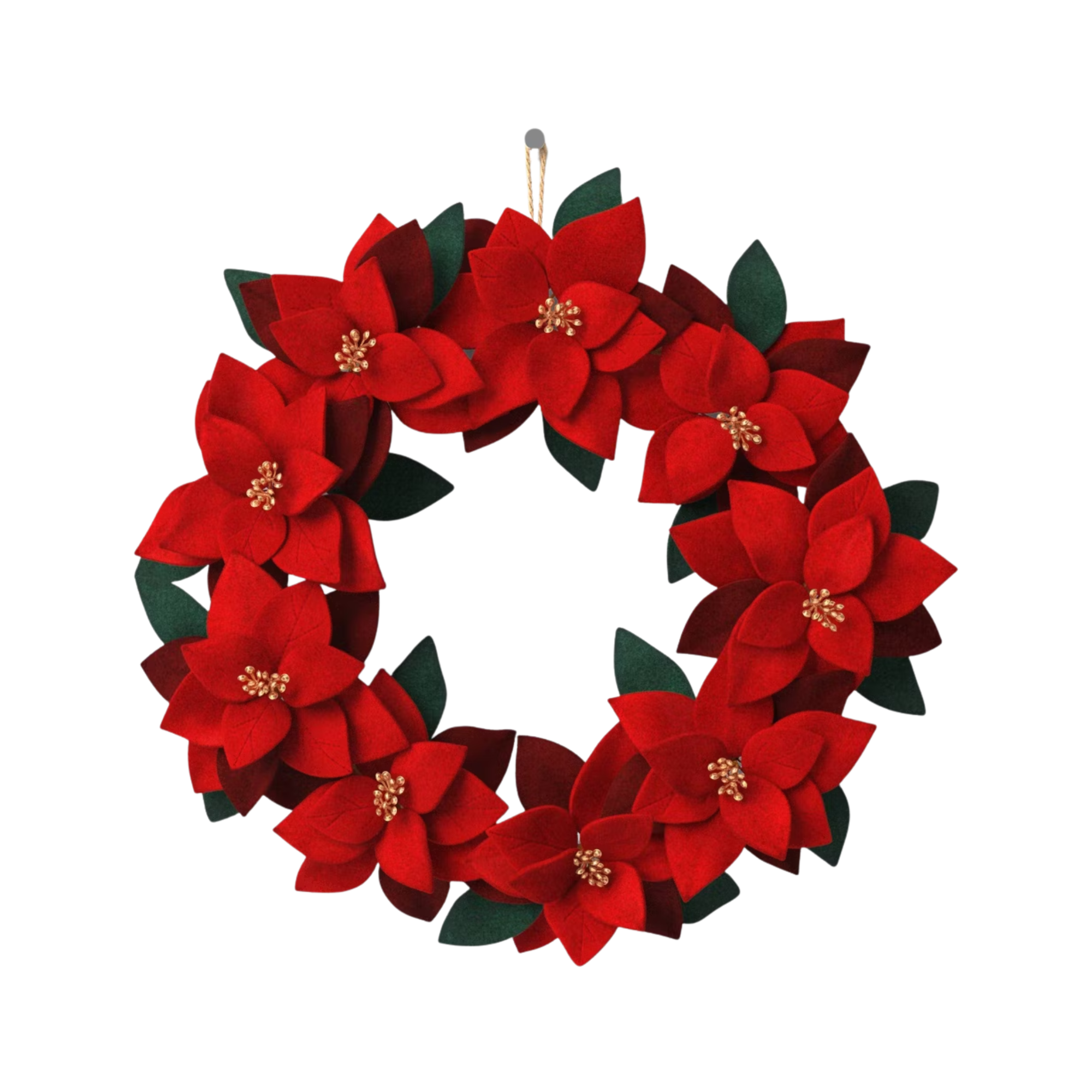 felt poinsettia Christmas wreath