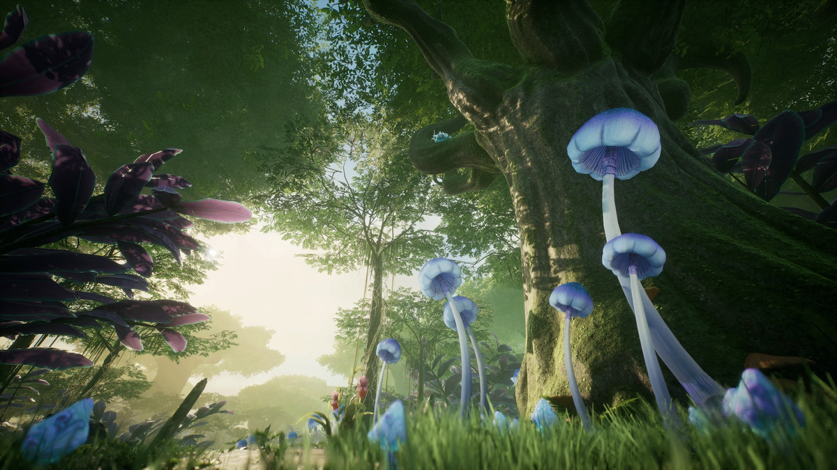 Promotional screenshot for videogame Satisfactory's 1.0 release announcement