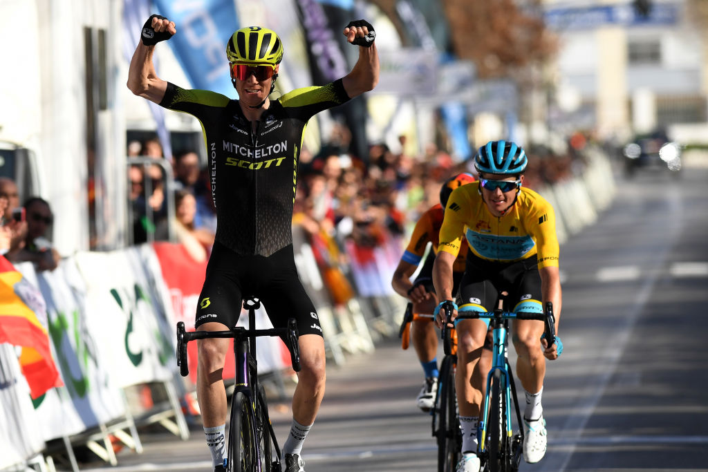 Jack Haig (Mitchelton-Scott) takes the win over Jakob Fuglsang and Mikel Landa