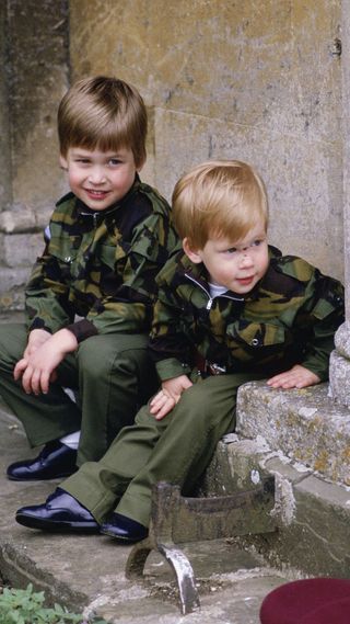 A young Prince William and Harry
