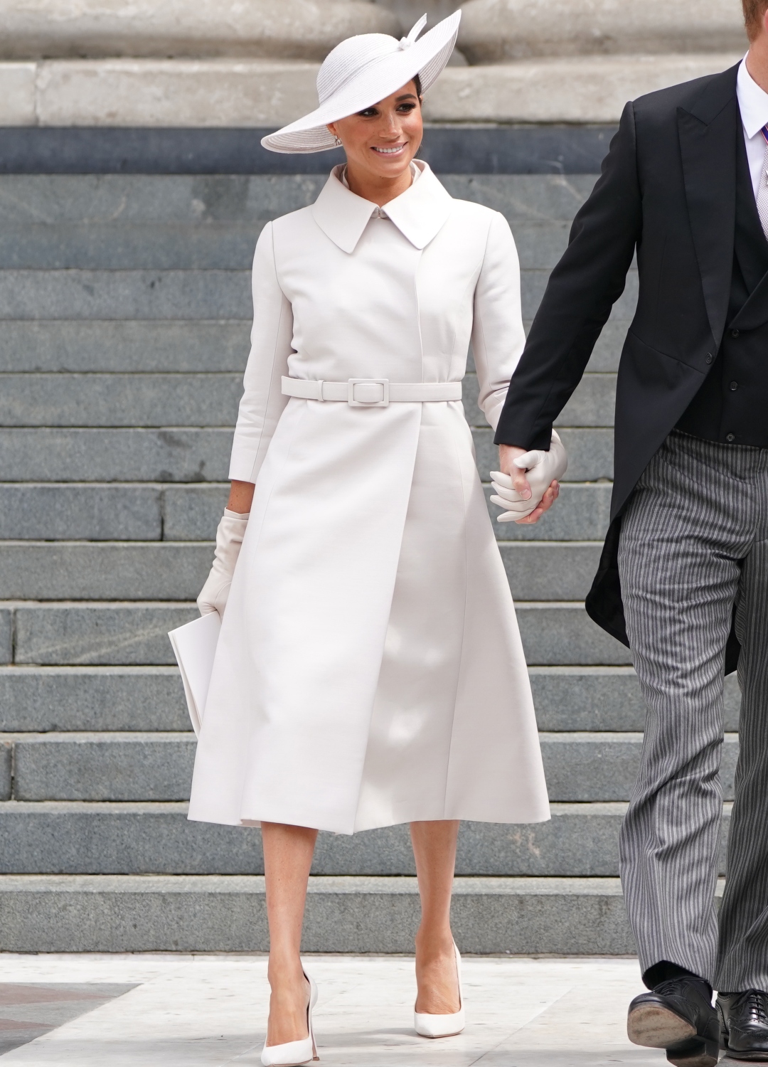 Meghan Markle wearing white coat