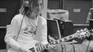 Clem Clempson plays his Gibson SG Custom while recording 'Smokin'’ at London’s Olympic Studios, January 20, 1972